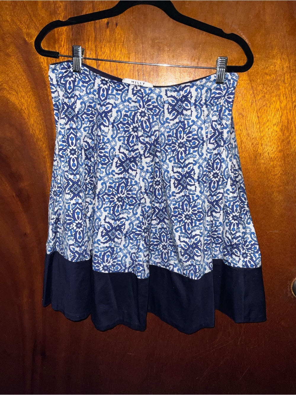 Milly Blue & Navy Printed Circle Skirt